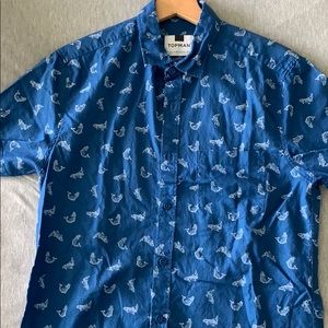 Topman fish print short-sleeve shirt